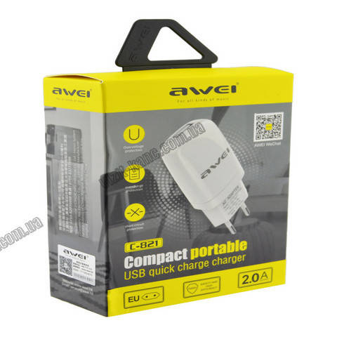 

СЗУ Зарядное устройство AWEI C-821 2,0А 1 USB ORIGINAL цв. черный (7269)