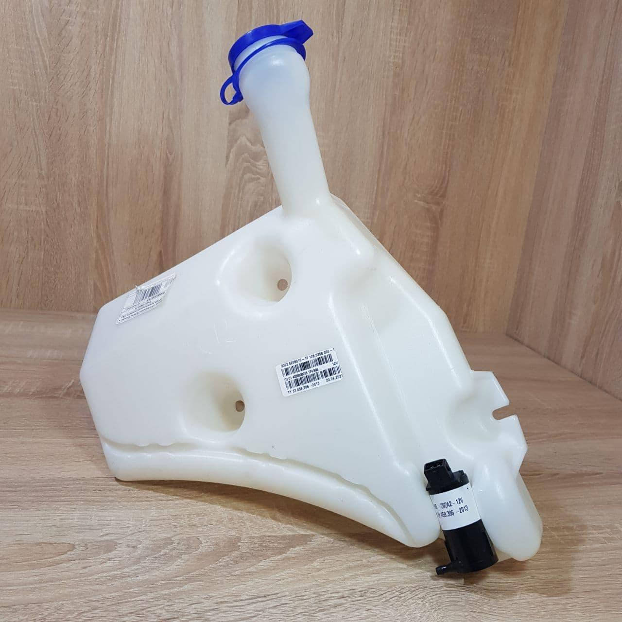 

Бачок омывателя Газель, Соболь, Рута, Бизнес (под 1 мотор 4л) нового образца (увеличенный объем) в сборе с