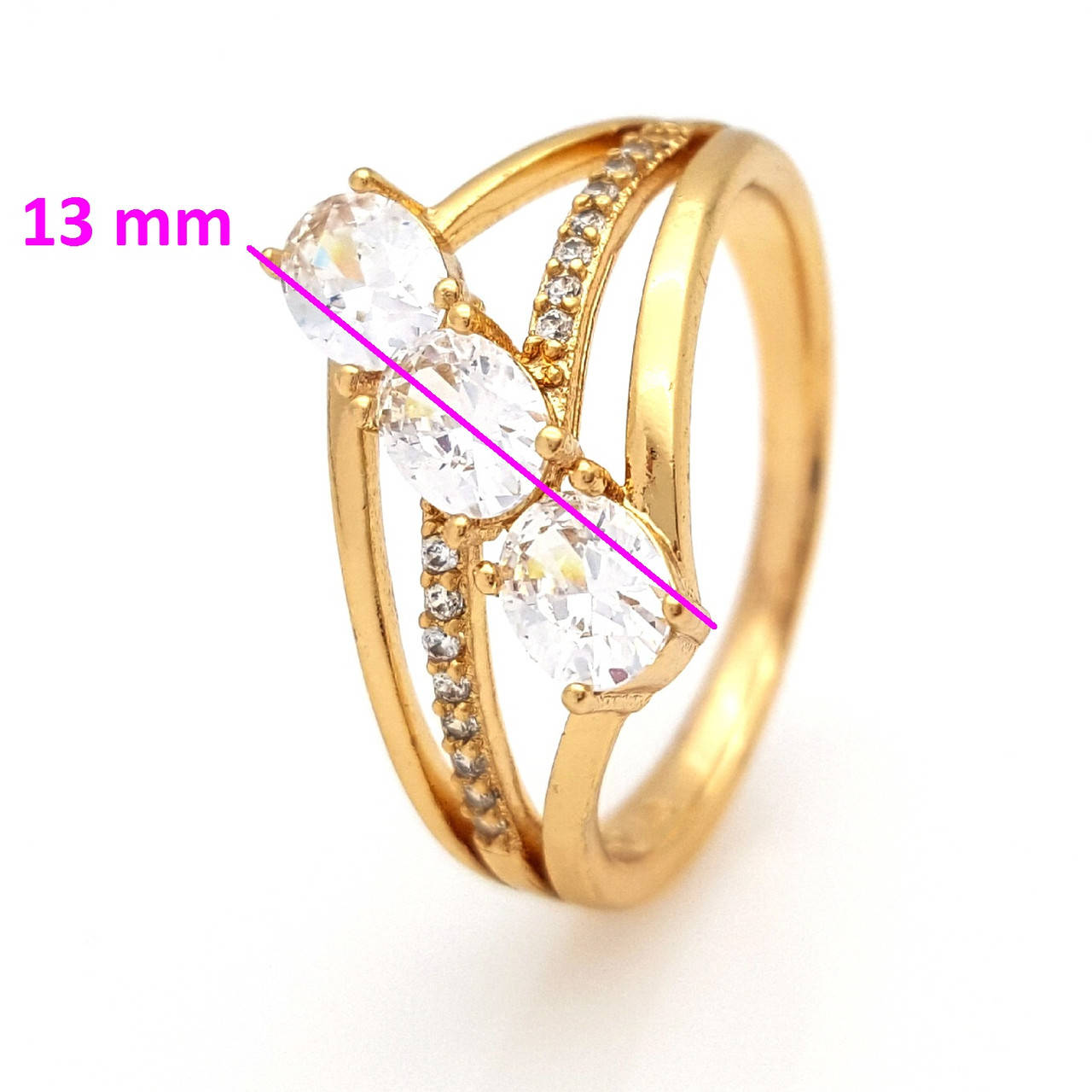 

Кольцо Три цирконии, p. 18,5 р. 19,5, медзолото Xuping, 18К