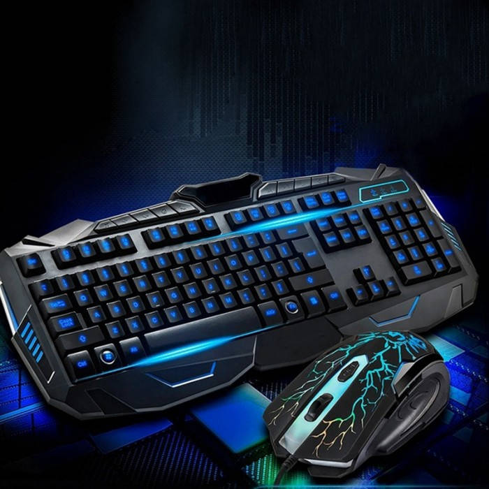

Игровая проводная клавиатура с мышкой и LED подсветкой V100