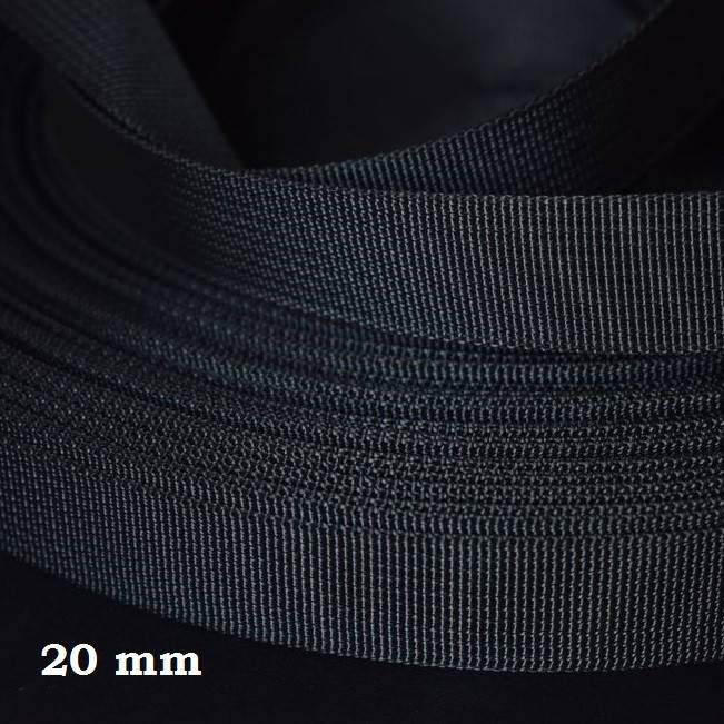 

Лента ременная 20 мм репс, цвет черный (от 1 м)