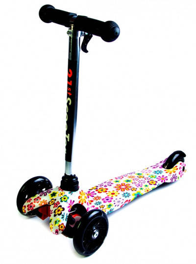 

Детский трехколесный самокат Scooter Mini Best со светящимися колесами и рисунком, Violet Flowers