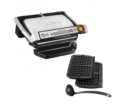 

Электрогриль Tefal OptiGrill GC716D12 + Пластины для вафель, черпак