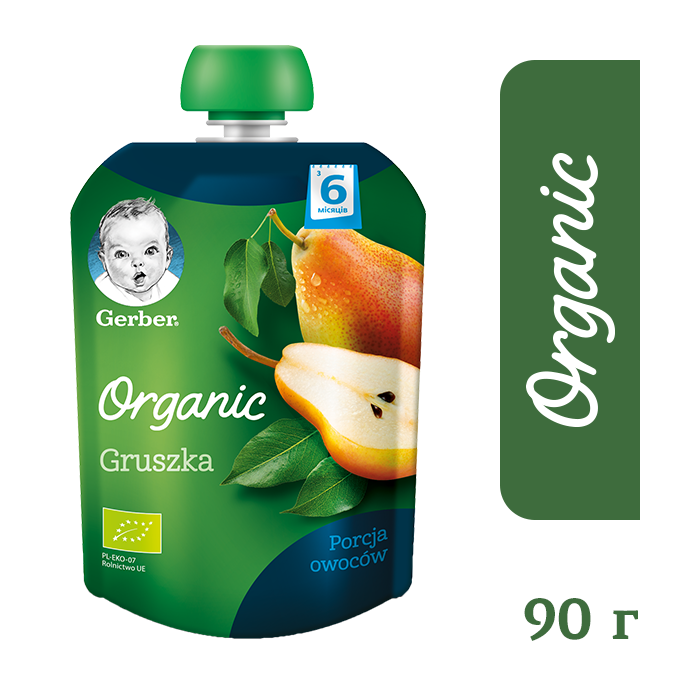 

Пюре фруктовое органическая Груша Gerber® Organic (Гербер) с 6 месяцев ,пауч 90г
