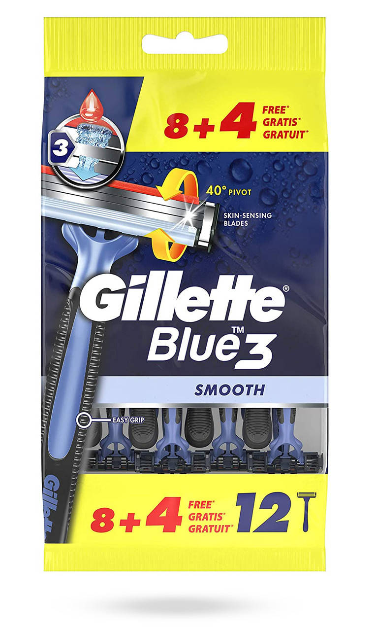 

Одноразовые станки для бритья мужские Gillette Blue 3 Smooth 12 шт, Синий