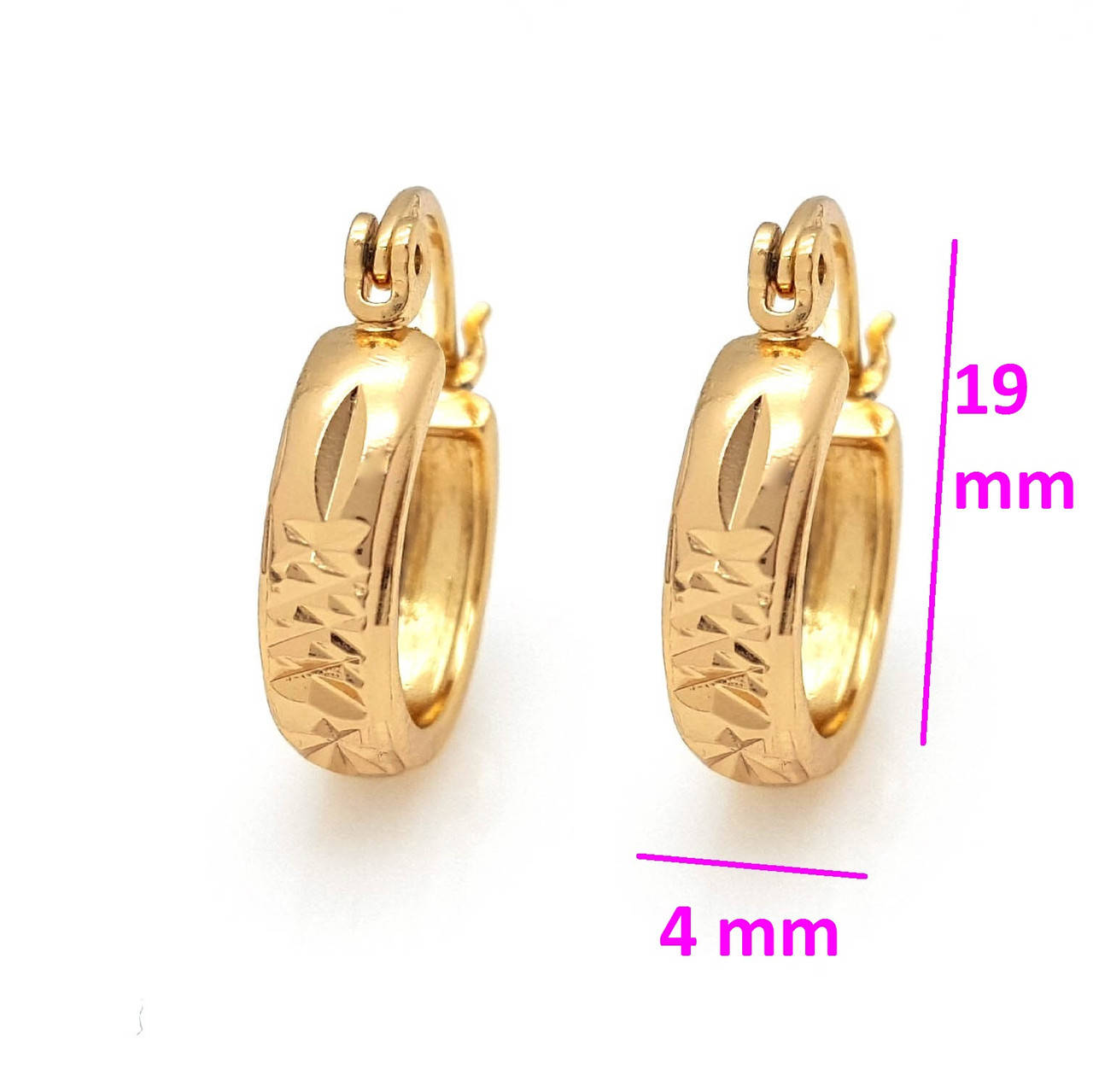 

Серьги Кольца с резьбой, без камней, позолота Xuping, 18К