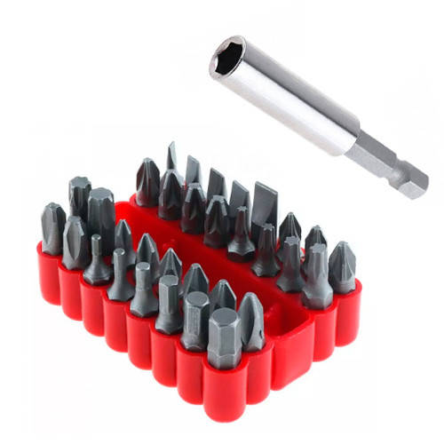 

Набор насадок бит 33шт с магнитным удлинителем, 6-гранные CR-V