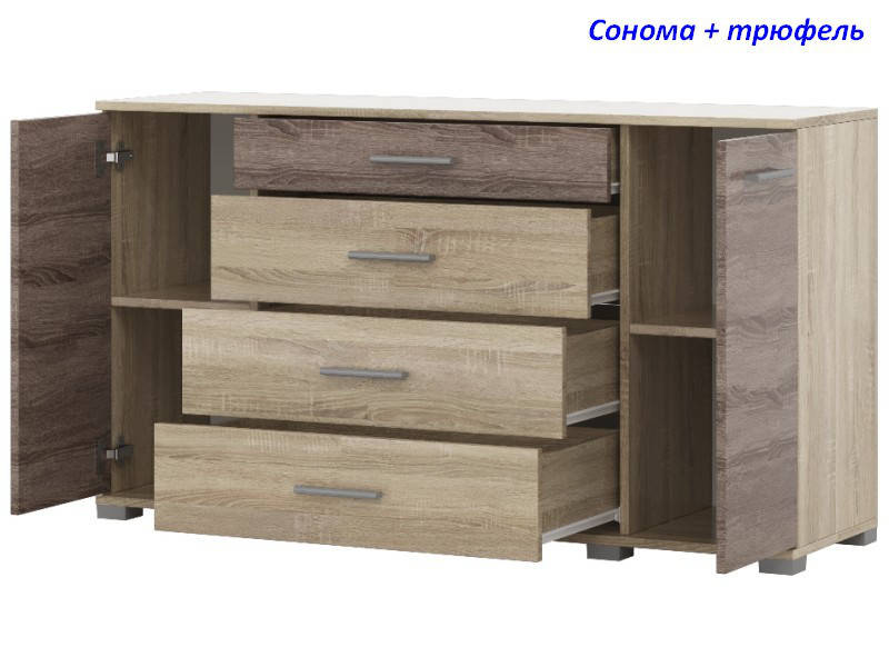 

Комод для гостиной Бриз К-6 (ролики) Сонома + Трюфель