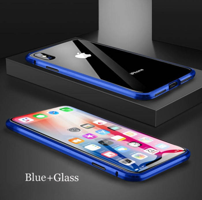 

Магнитный чехол Magnetic для Apple IPhone XR два стекла (Разные цвета) Синий