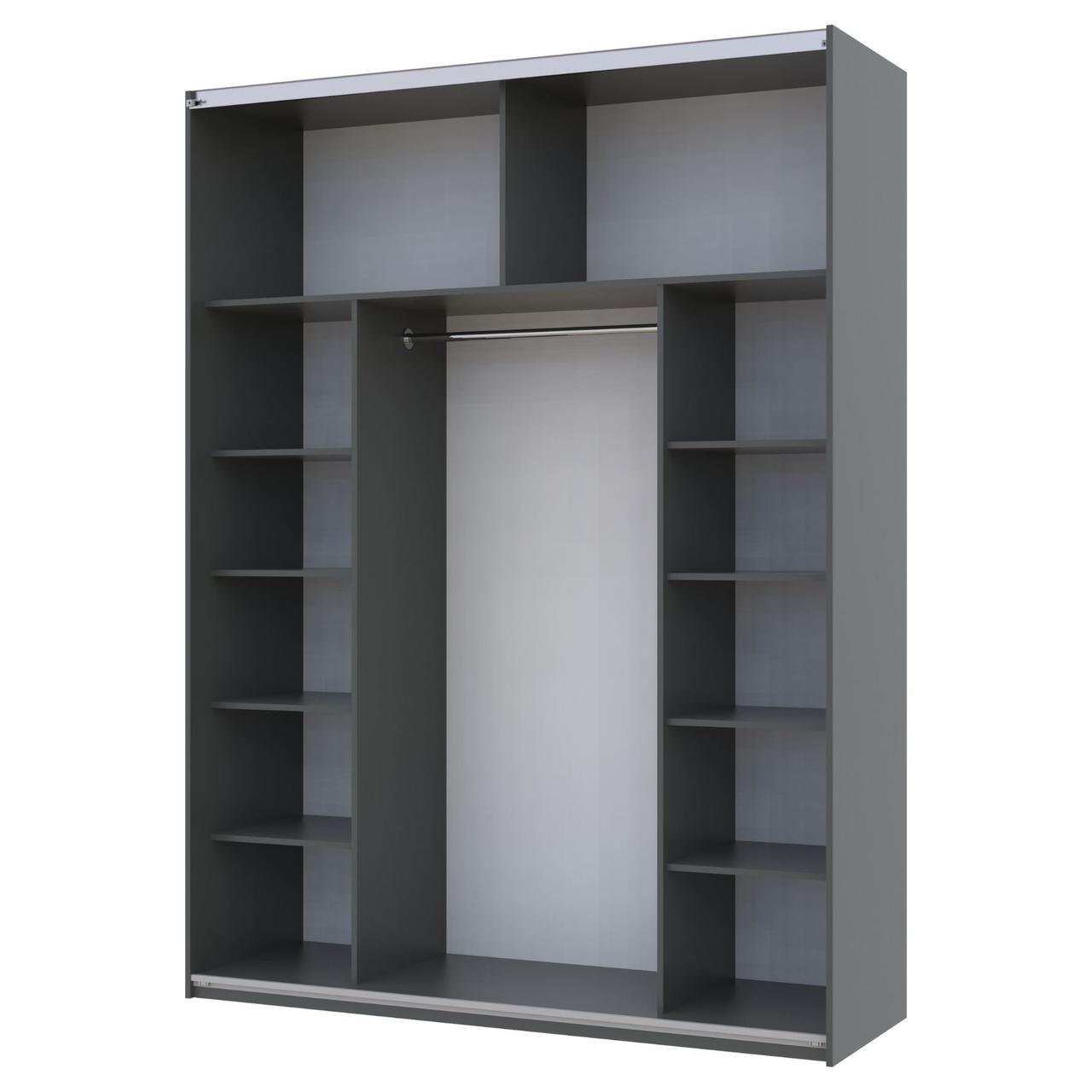 Шафа купе Doros G-Caiser Графіт Графіт/Білий 1 ДСП / 1 скло / 3 частини 180х60х240 (42005090) 2