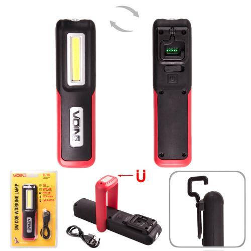 

Переносна лампа "VOIN" VL- 99, 3W-COB+3W XPE/АКБ1200mAh/магніт/інд. заряда