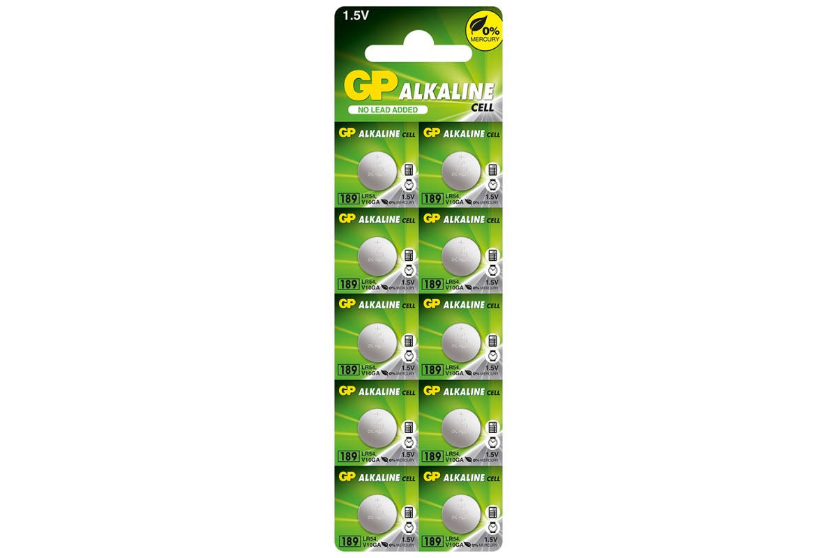 

Батарейка GP Alkaline Button Cell 1.5V 189-U10 часовая AG10, LR54, 1130