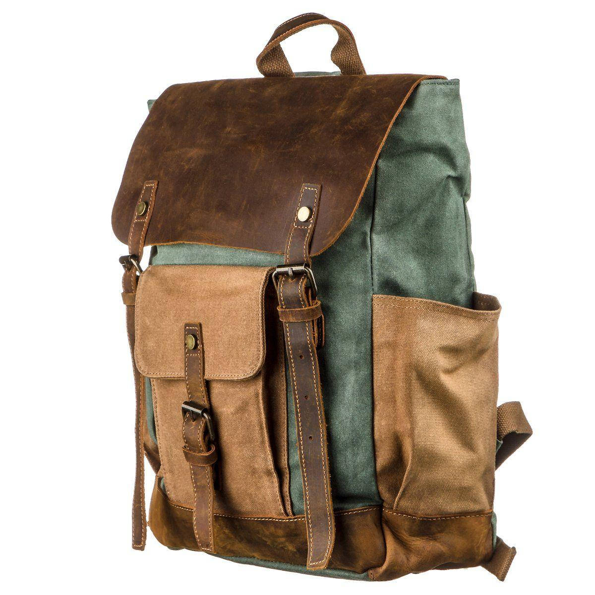 

Рюкзак с боковыми карманами canvas Vintage 20112 Светло-серый