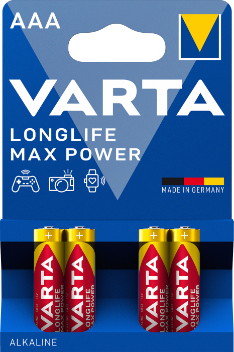 

Батарейка VARTA MAX T./LONGLIFE MAX POWER AAA бл по 4шт ALKALINE (4703101404)