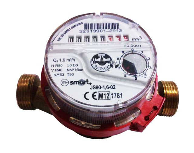 

Счетчик горячей воды JS 90-1,6 -02 ГВ SMART+ ДУ-15 1/2" Apator POWOGAZ одноструйный крыльчатый бытовой Польша
