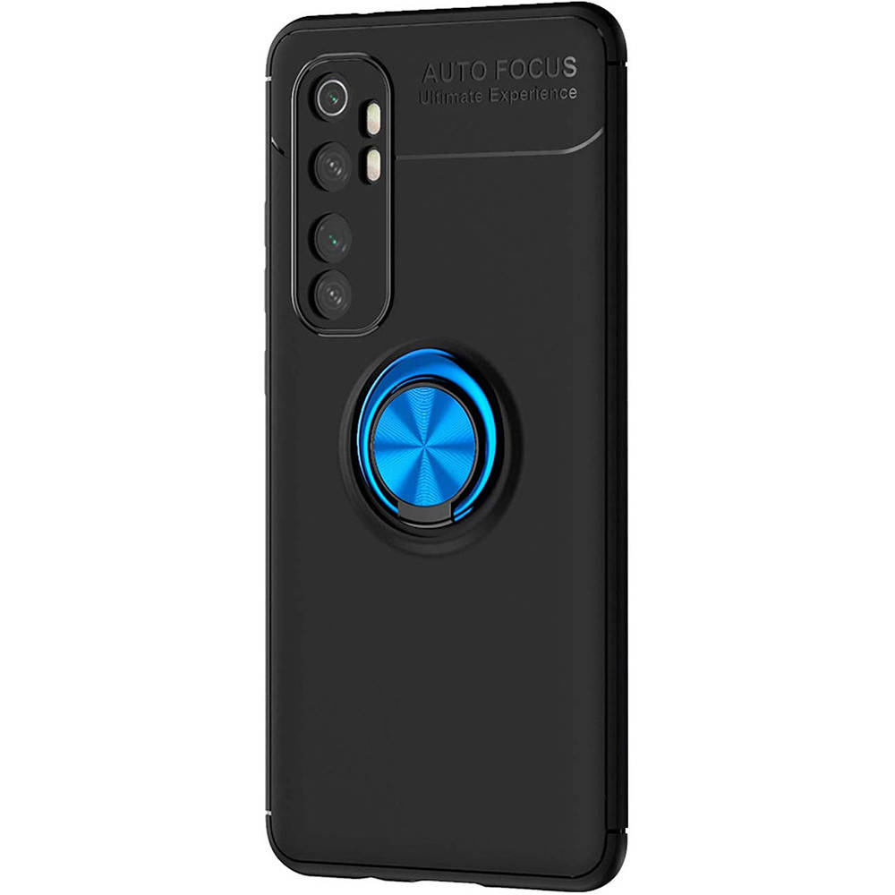 

Чехол Auto Focus C-KU 360 Rotating Ring для Xiaomi Mi Note 10 Lite черная с синим