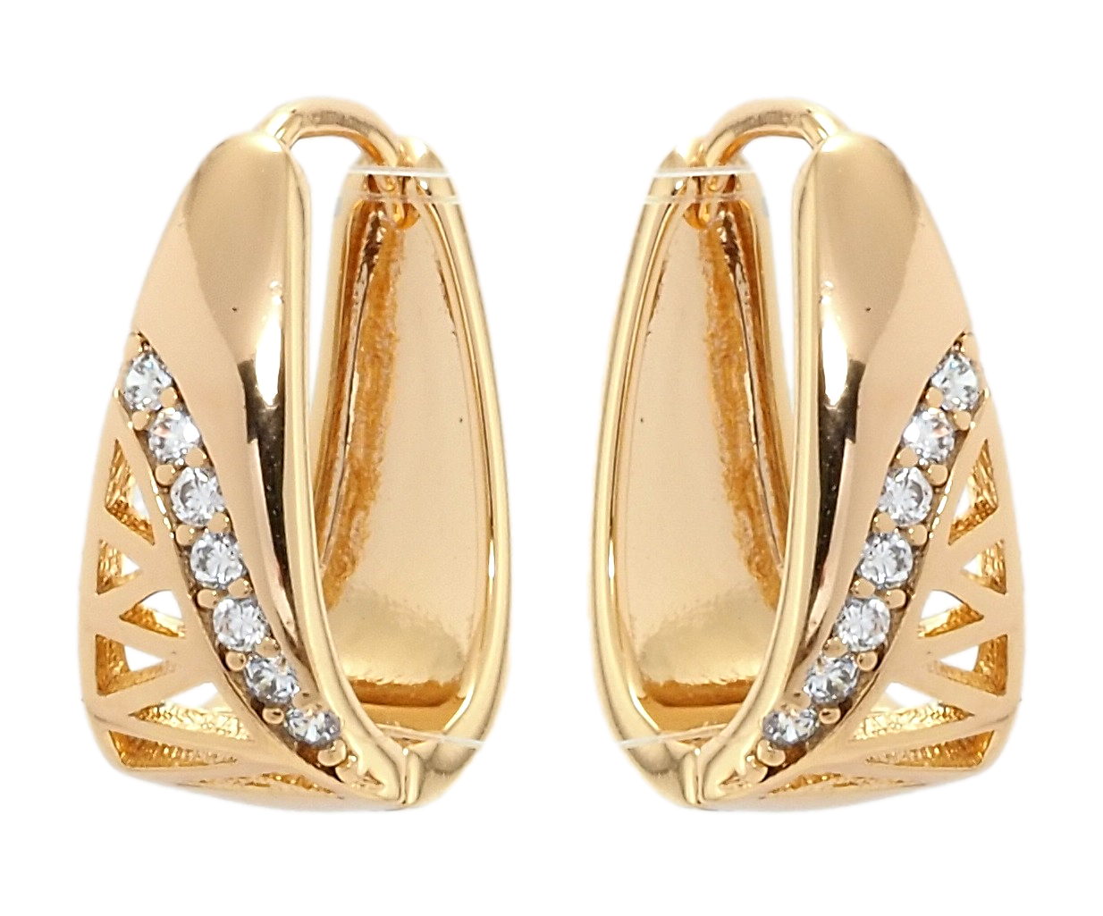

Серьги Xuping Позолота 18K колечки "Резной узор с дорожками циркония"