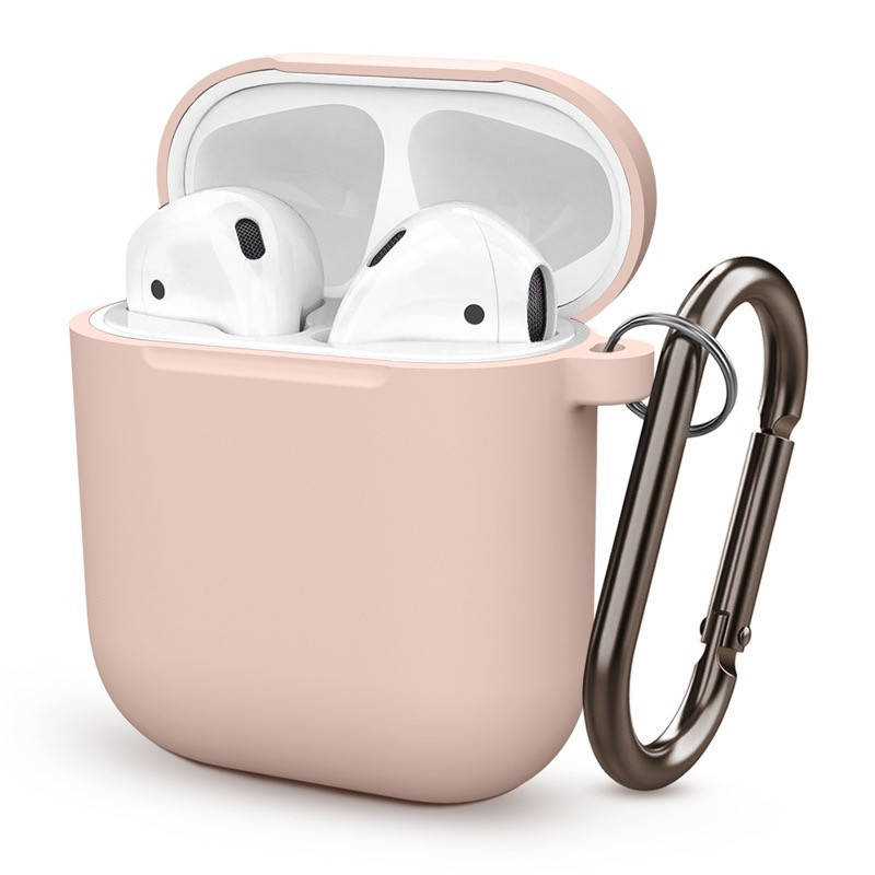 

Чехол для Apple Airpods 1 / 2 с карабином Silicone Protective Cover – Pink, Розовый
