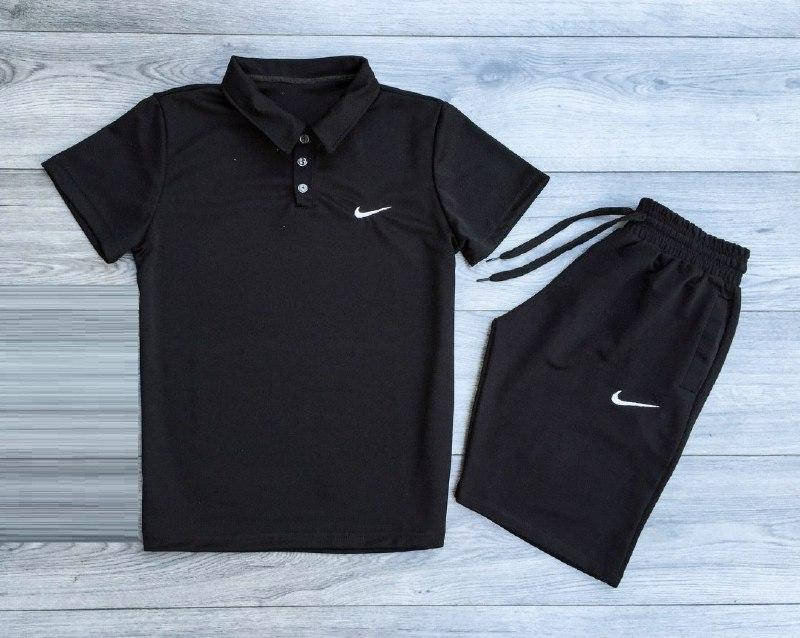 

Мужской летний комплект шорты и футболка Nike. Мужские шорты и поло Найк, Черный