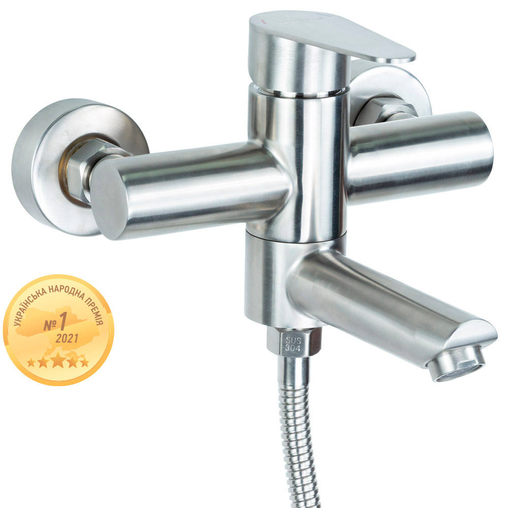 

СІГМА смеситель HT Ø35 для ванны гусак прямой 100мм дивертор встроенный картриджный SS Aquatica