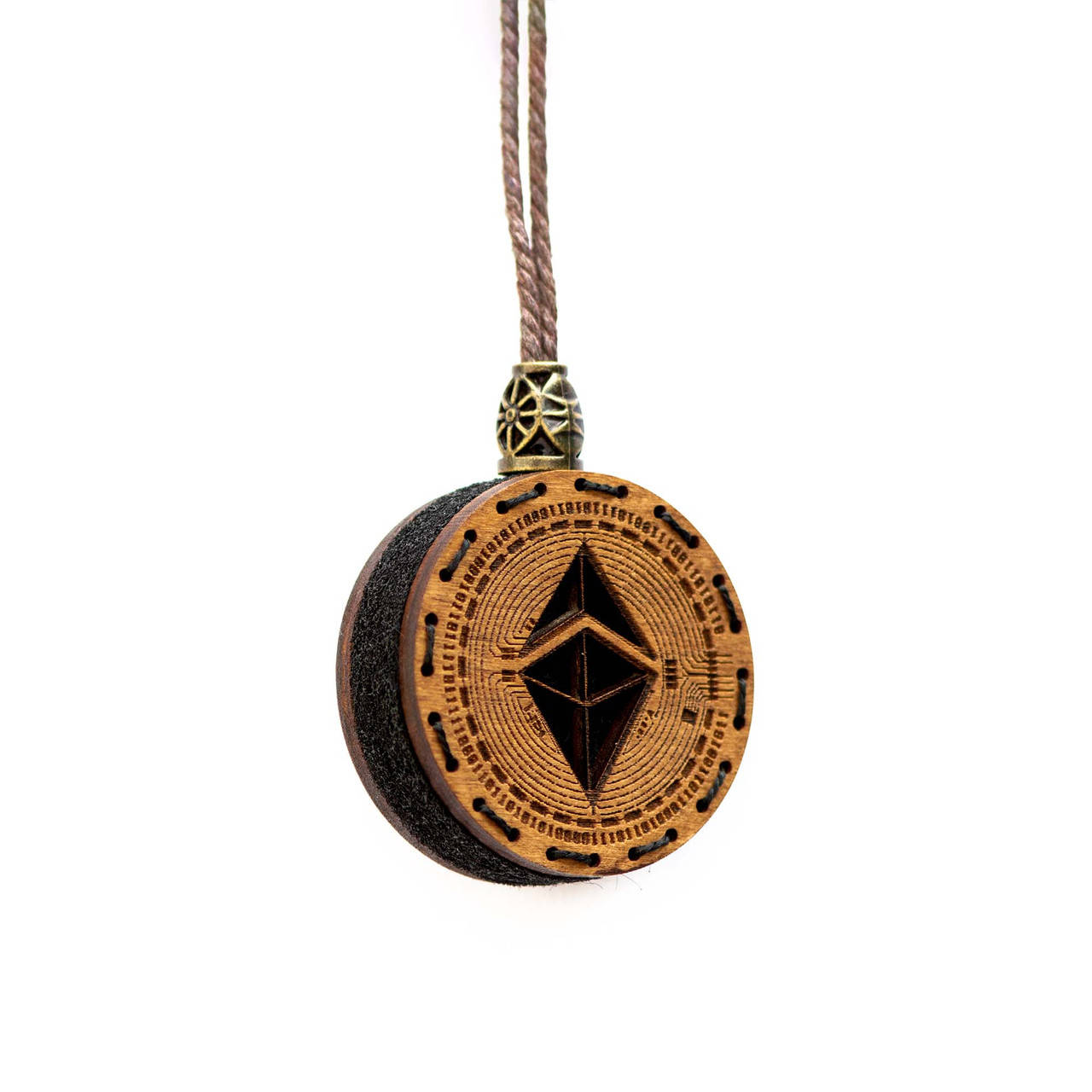 

Ароматизатор деревянный в машину Ethereum ручной работы, 5 см.