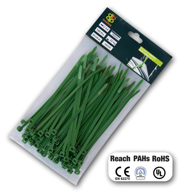 

Стяжки кабельные пластиковые разъемные 4,8x200мм GREEN, TS1248200G