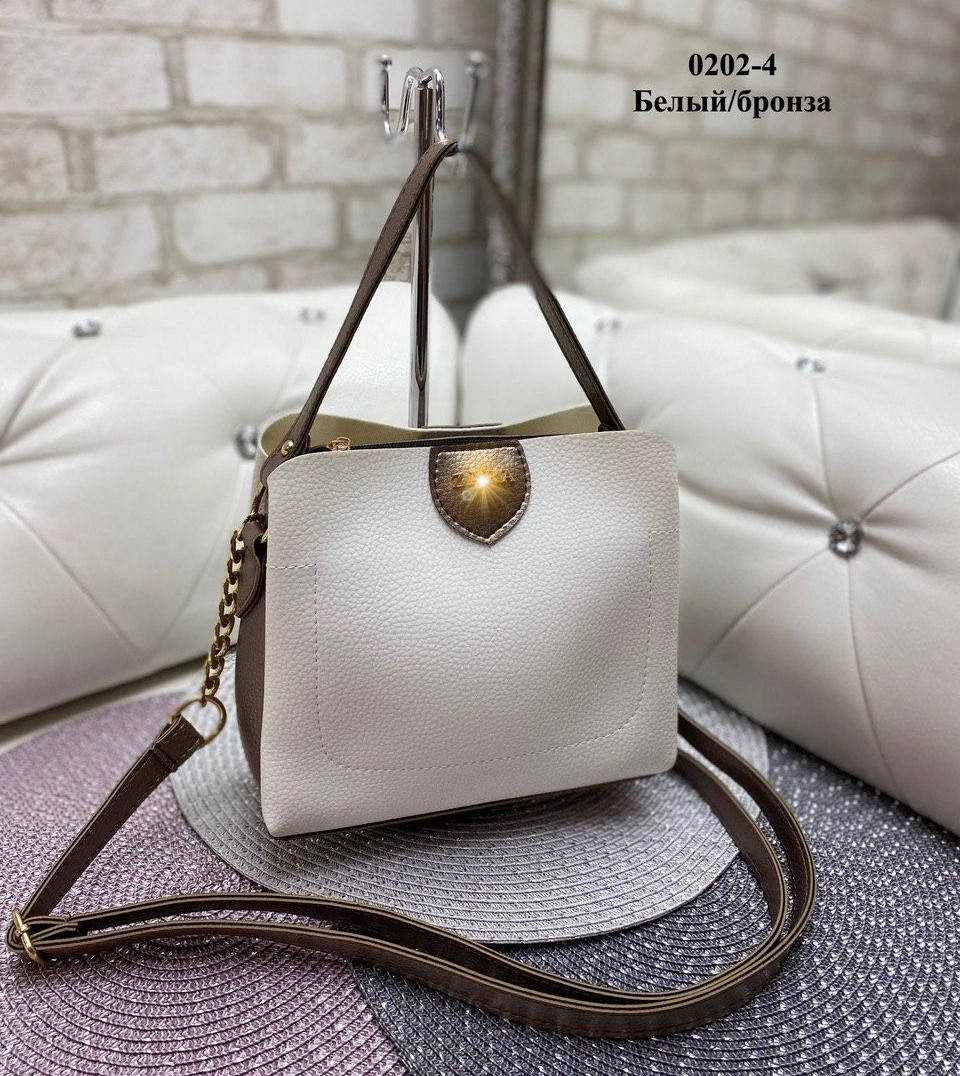 

Женская сумочка экокожа зернистая (13 расцветок) белый/бронза