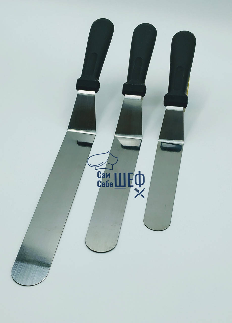 

Набор кондитерских шпателей изогнутых c бакелитовой ручкой 3 штуки