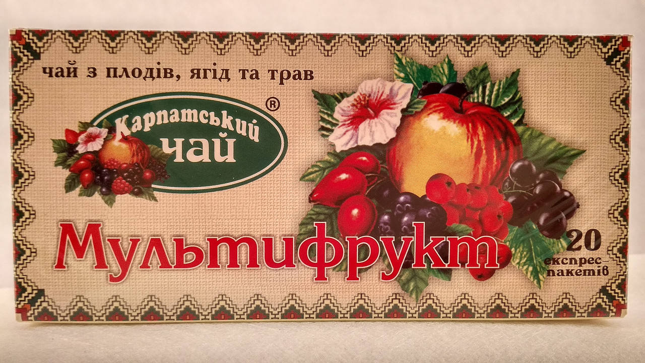 

Чай плодово-ягодный Карпатский Мультифрукт в пакетиках 20 шт по 2 г