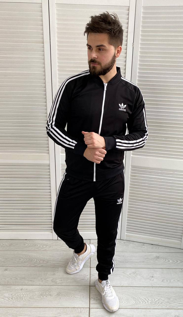 

Тонкий спортивный костюм Adidas мужской черный на весну лето