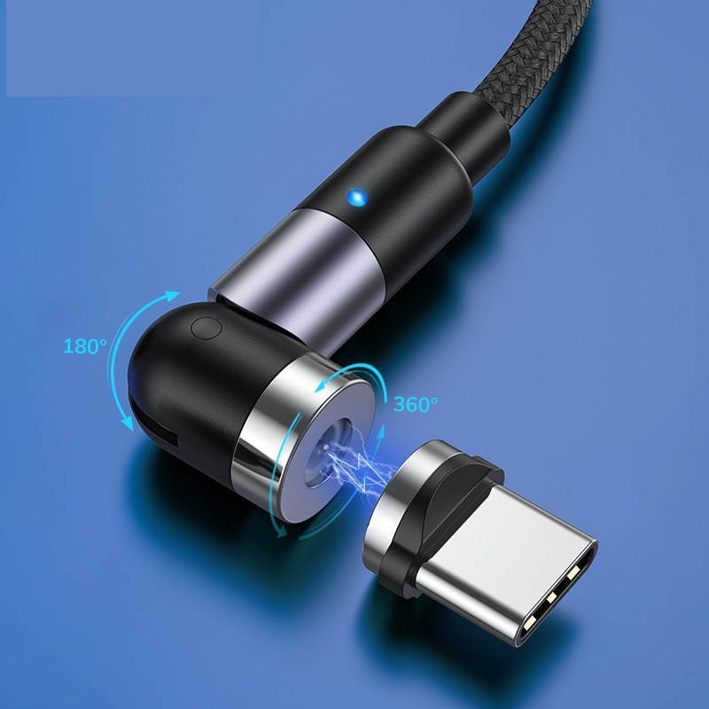 

Магнитный кабель для зарядки TOPK AM59 LED 1m 2.4A TypeC вращающийся на 360°. Черный