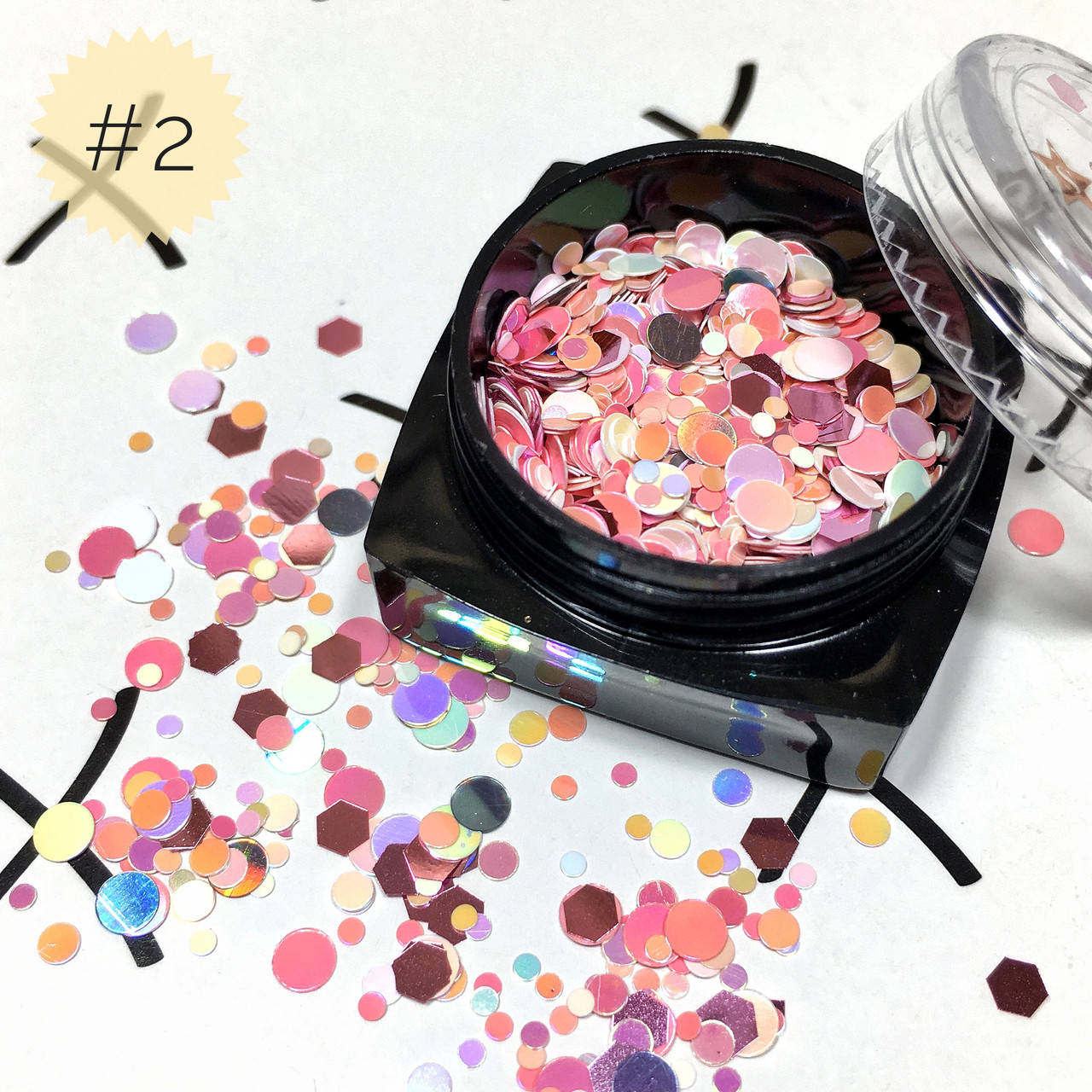 

Конфетти для дизайна ногтей, камифубуки (круглые с шестигранниками) Starlet Professional №02, Разные цвета