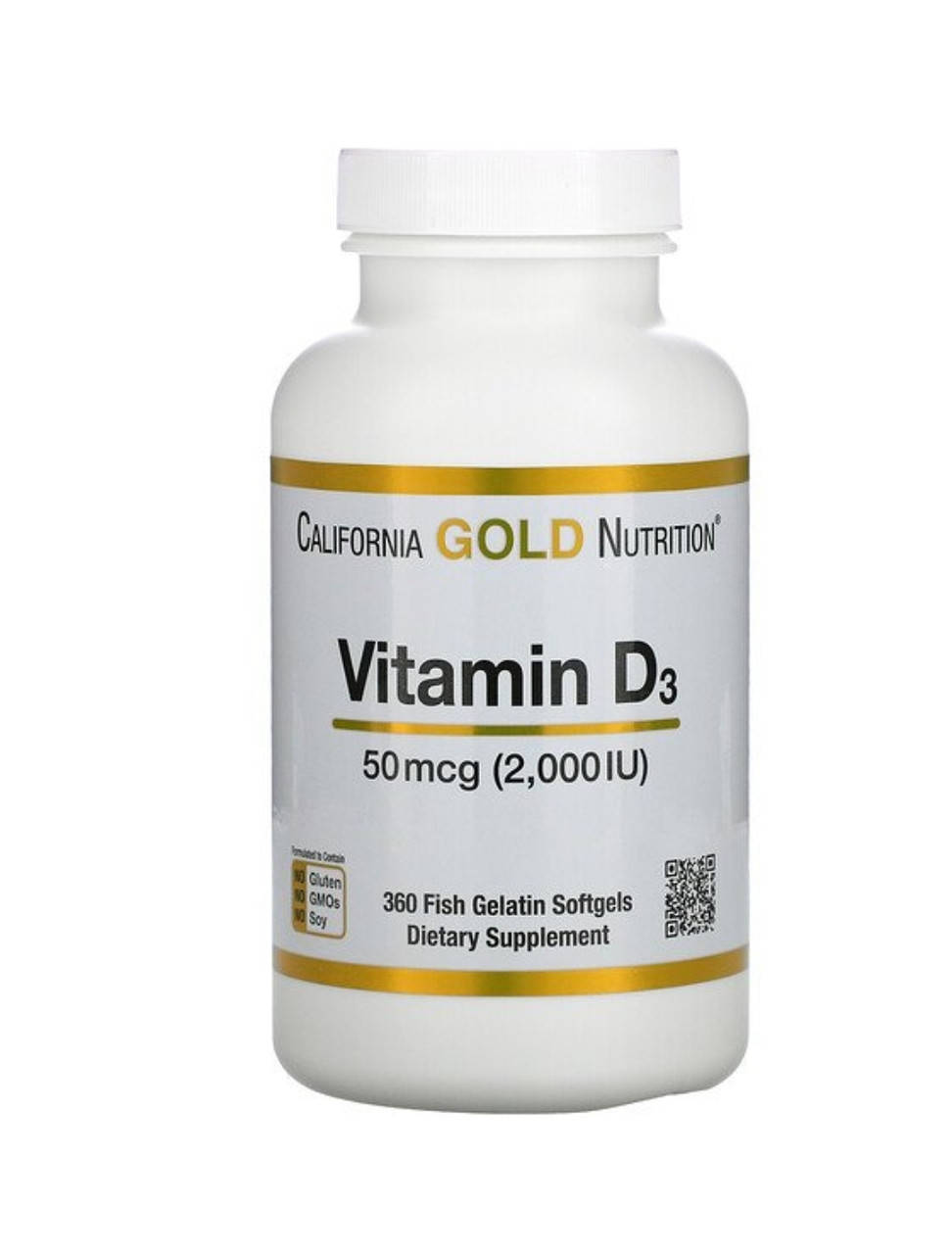 

Витамин D3, 50 мкг (2000 МЕ), California Gold Nutrition 360 рыбно-желатиновых капсул