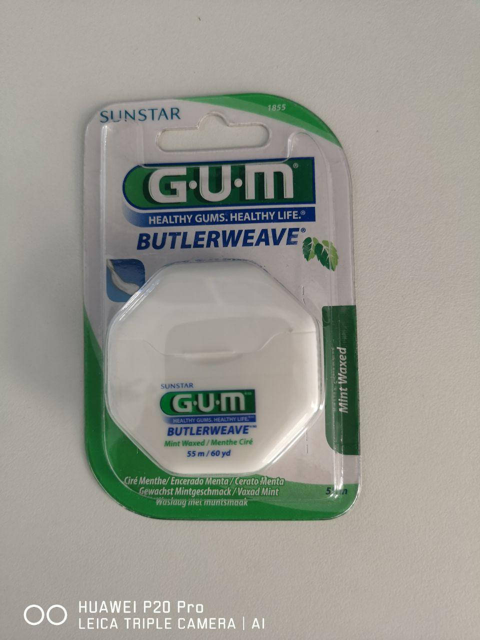 

Зубная нить GUM BUTLERWEAVE MINT WAXED 55м, Белый