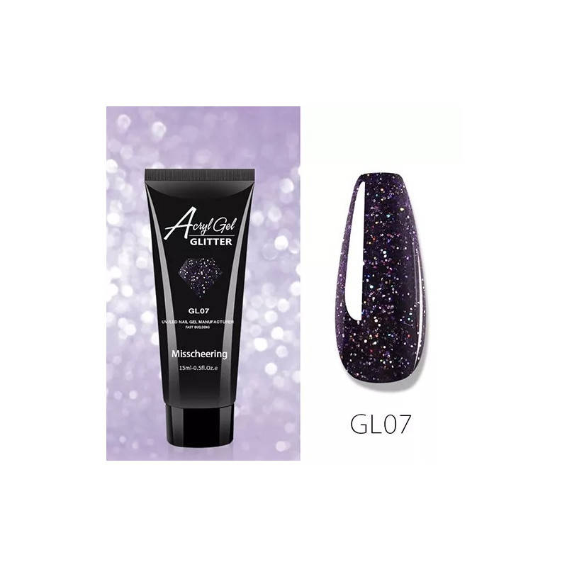 

Полигель (акригель) AcrylGel Professional GLITTER GL 07, 15мл, Черный