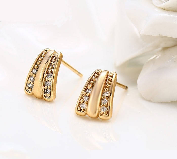 

Серьги гвоздики, Классика с цирконием, медзолото Xuping, 18К