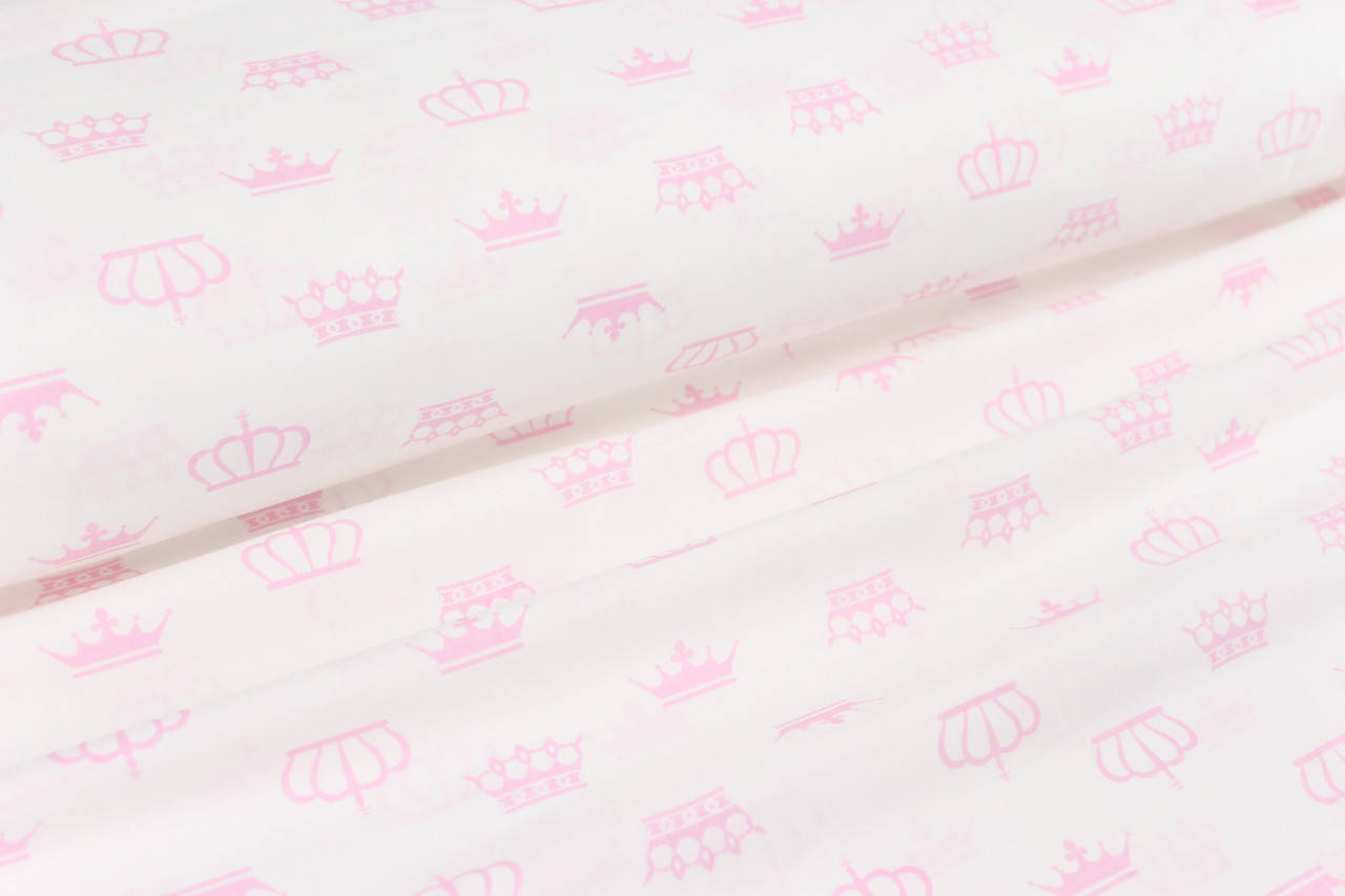 

Ткань с розовыми коронами на белом фоне №143, Разные цвета