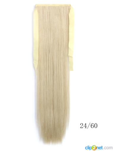 

Накладной хвост шиньон на тканевых лентах цвет пепельный блонд 60 см.