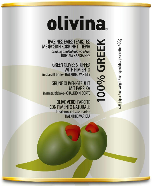 

Оливки Халкидики фаршированные перцем халапеньо OLIVINA , 850 мл