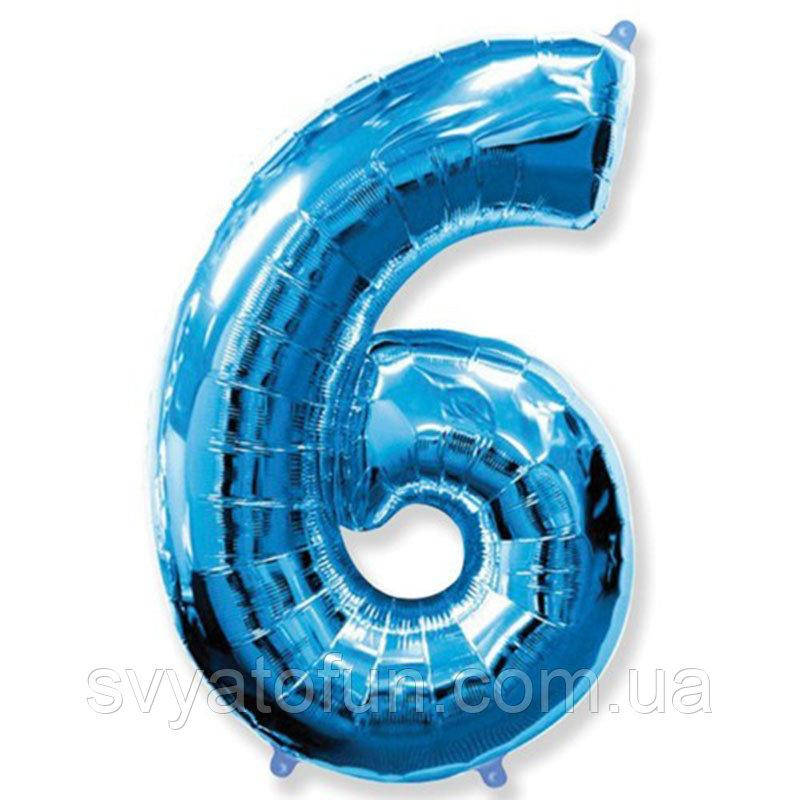 

Фольгированный шар цифра "6" синий 40" FlexMetal