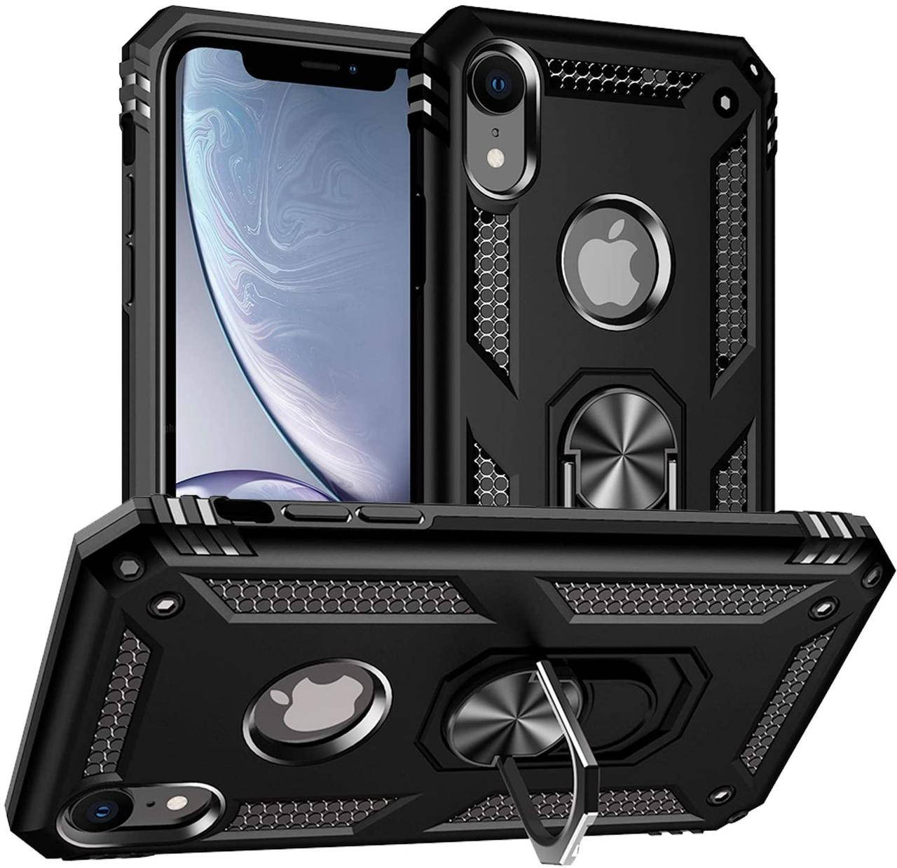 

Чехол Shield для Iphone XR бампер противоударный с подставкой Black