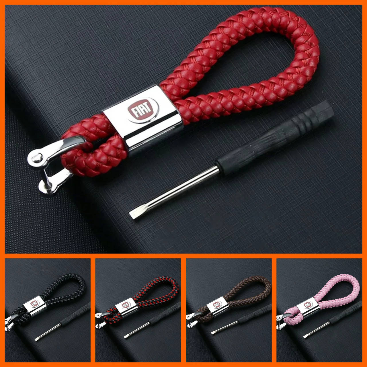 

Брелок для автомобильных ключей Fiat, бордовый