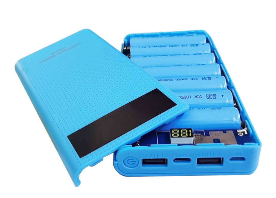 

Power bank 7 аккумулятора 18650 2хUSB+microUSB+Type-C 2А LCD экран (без аккумуляторов)