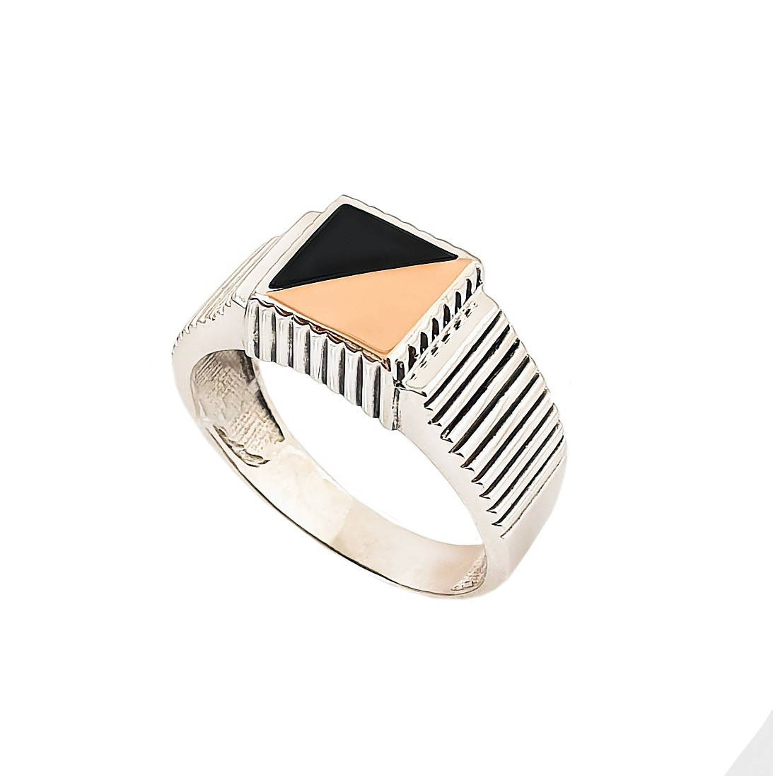 

Мужской перстень (печатка) Roskolodko из серебра и золота с вставкой из оникса 19 (826з)