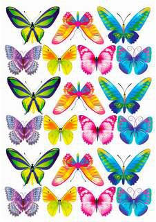 

Вафельна картинка для кондитерских виробів, топерів, пряників, капкейків Метелики (листок А4)