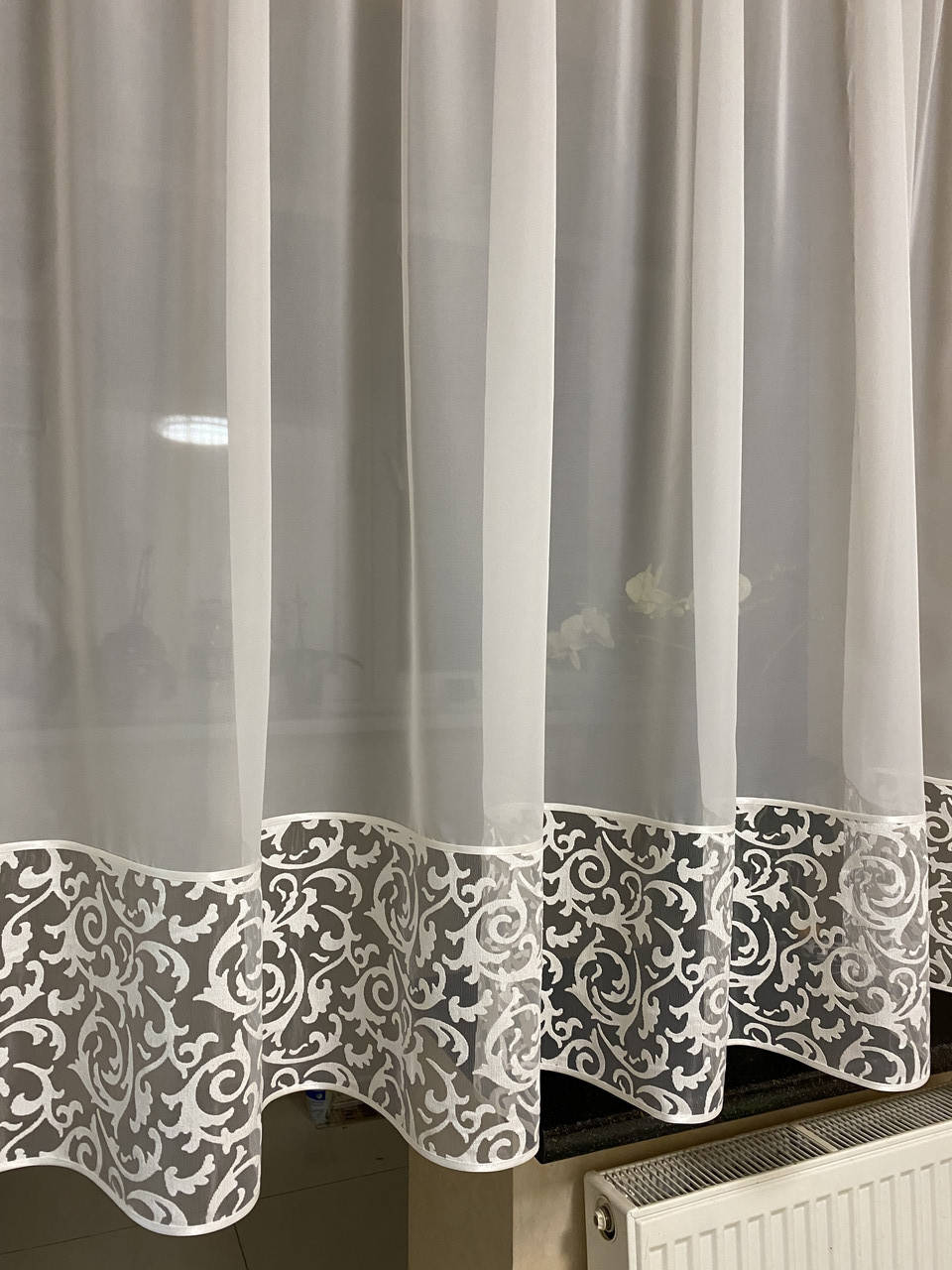 

Готовая тюль на кухню. Красивая кухонная тюль. Стильная тюль для кухни. Занавеска. Короткая тюль., Молочный