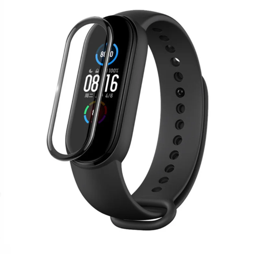

Защитная пленка для Xiaomi Mi Band 5 Поликарбоновая с черной рамкой, Черный
