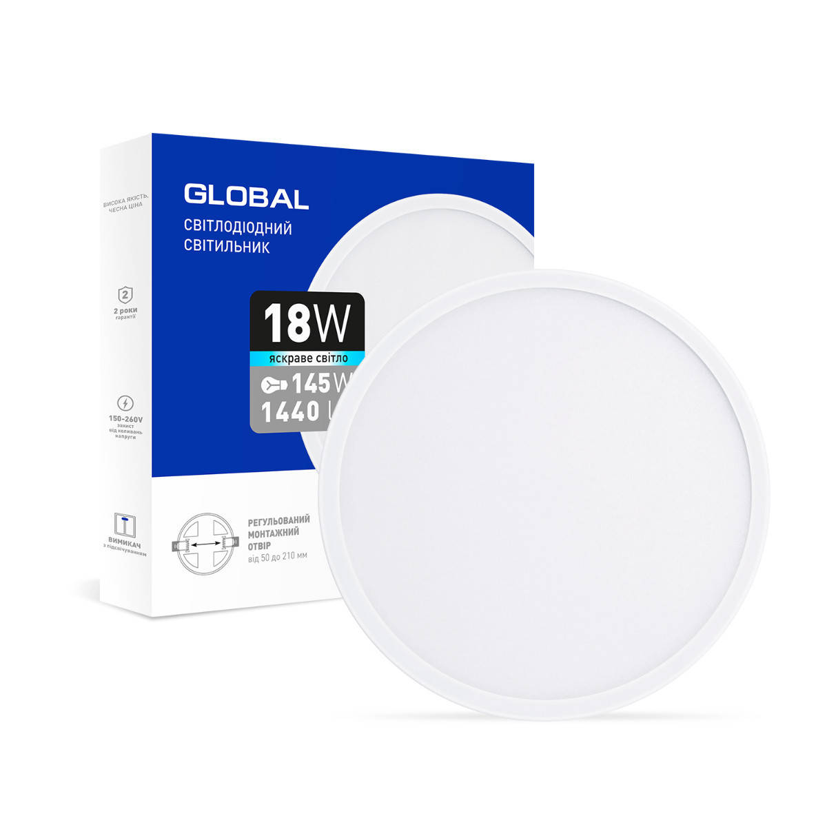 

Светильник светодиодный GLOBAL SP adjustable 18W, 4100K ( круг) (1-GSP-01-1841-C)