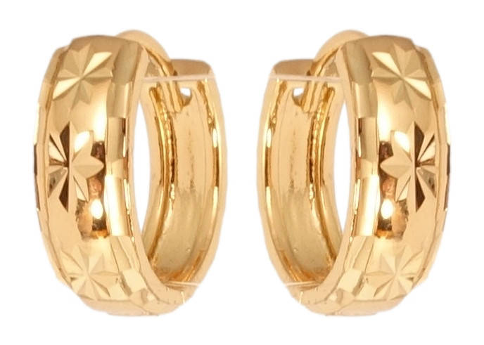 

Серьги Xuping Позолота 18K колечки "Узор снежинки насечками"