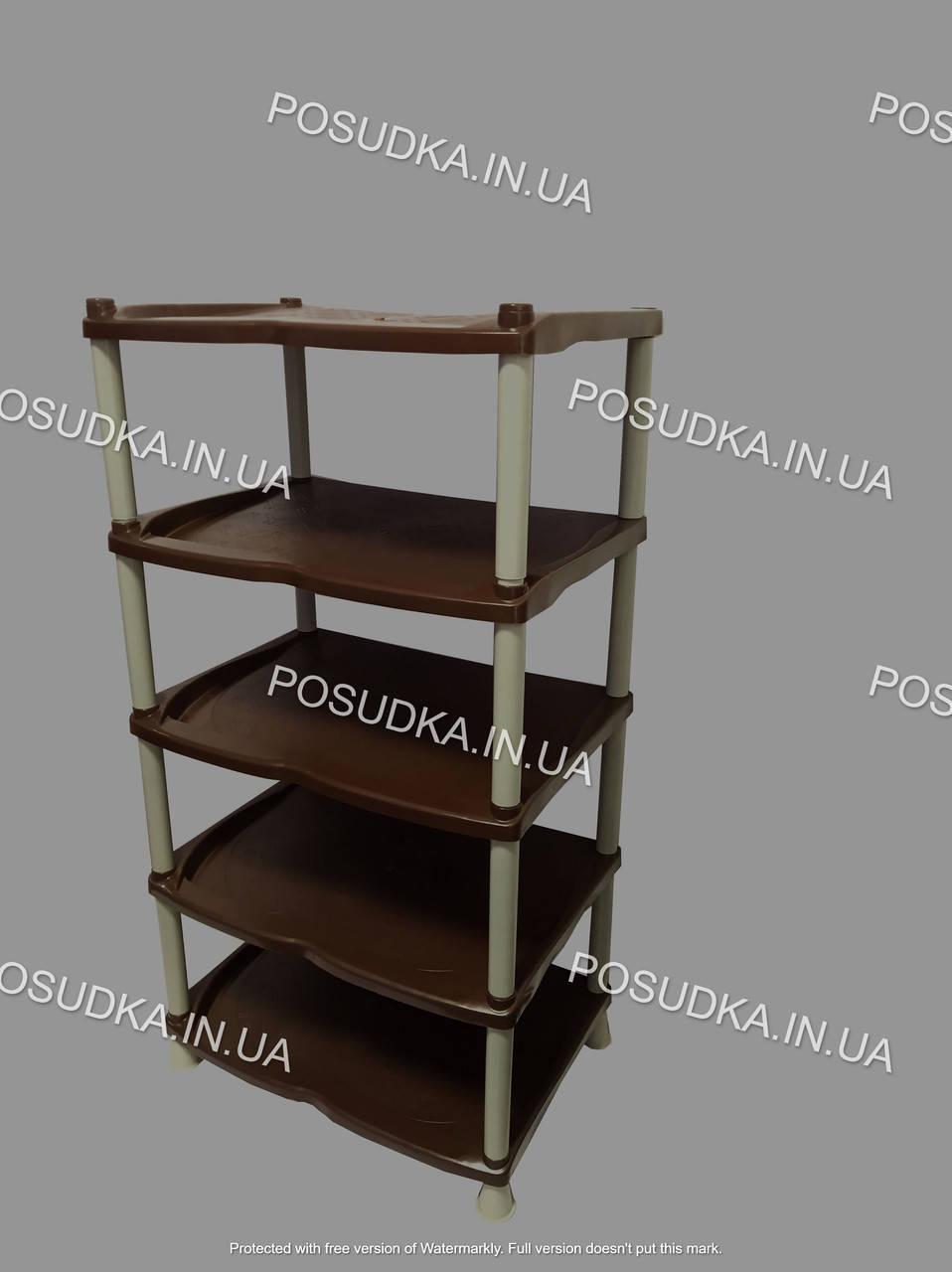 

Подставка для обуви на 5 полок из пластика бежево-коричневая Efe Plastics, Коричневый